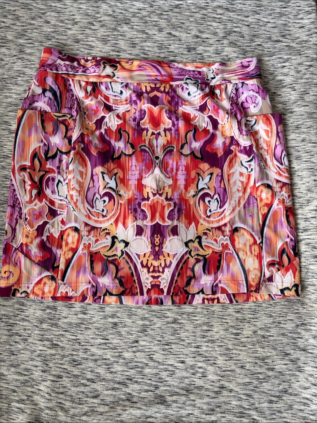 Chicos Purple  Pink Multicolor Printed Mini Skirt
